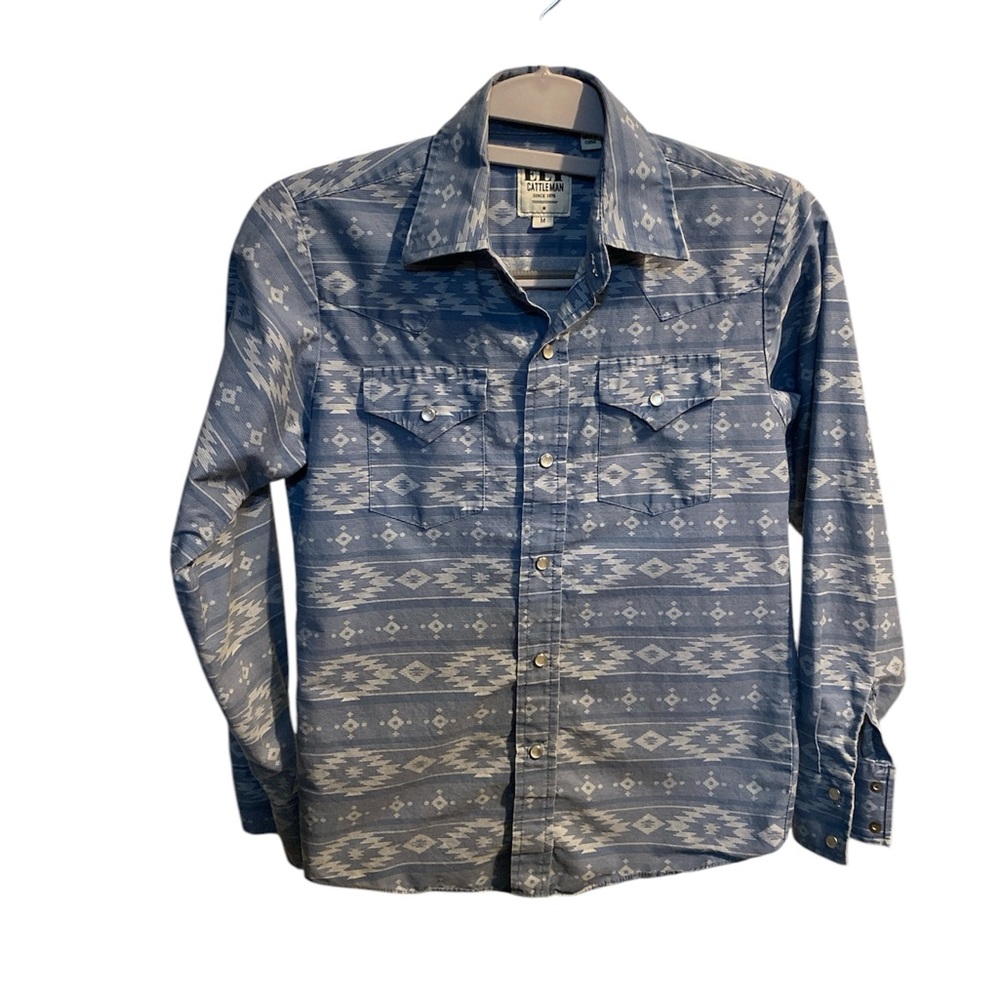 Ely Cattleman- Pearl Snap Button-Up Shirt- Youth Medium
